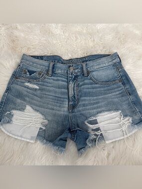 American Eagle Outfitters Distressed Light Blue Denim Jean Shorts